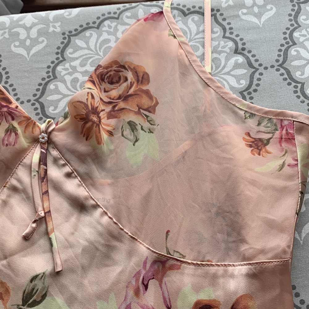 Slip Dress Lingerie Silky Floral Size Large Sexy Evening wear Dainty Pea… - Picture 10 of 10
